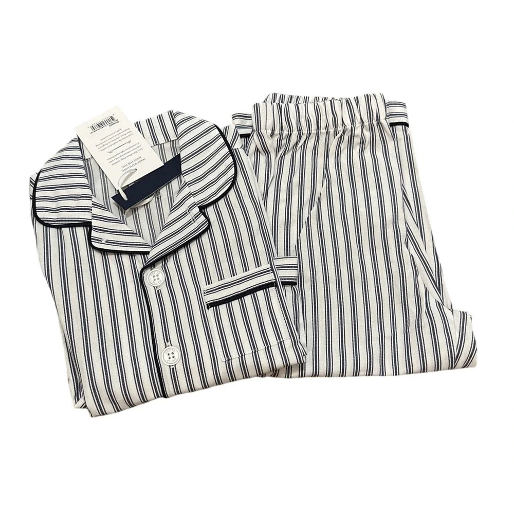 Petite Plume Kids' Ticking Stripe Pajama Set Navy French Size 8 New